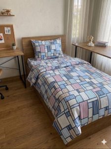 Geometrik Tek Kişilik Nevresim Takımı – Lastikli Çarşaf